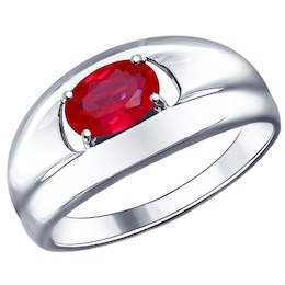 Кольцо из серебра с корундом рубиновым (синт.) 84010012