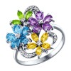 Кольцо с цветками из полудрагоценных камней 92010176