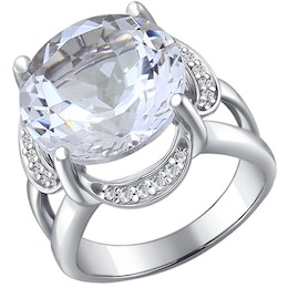 Серебряное кольцо с горным хрусталём 92010196