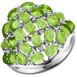 Крупное серебряное кольцо с россыпью хризолитов 92010714