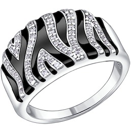 Кольцо из серебра с эмалью с фианитами 94010299