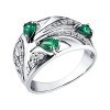 Кольцо из серебра с зелеными фианитами 94010368