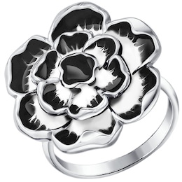 Кольцо цветок с чёрной эмалью 94010383