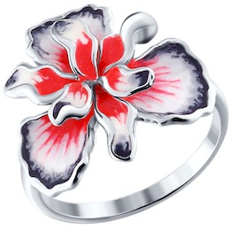 Кольцо с эмалью в виде цветка 94010390