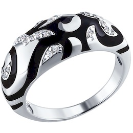 Кольцо из серебра с эмалью с фианитами 94010410