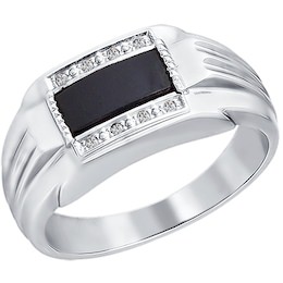 Серебряное кольцо с ониксом 94010964