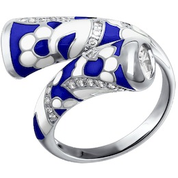 Серебряное кольцо покрытое нежной эмалью 94010997
