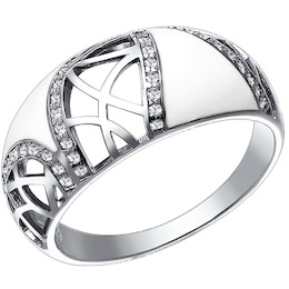 Кольцо из серебра с эмалью с фианитами 94011036