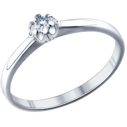 Помолвочное кольцо из серебра с фианитом 94011296
