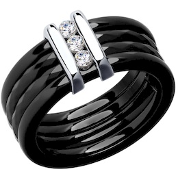 Керамическое кольцо с серебром и фианитами 94011625