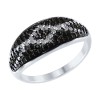 Кольцо из серебра с бесцветными и чёрными фианитами 94012588