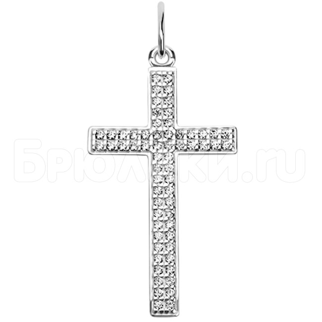Крест из серебра с фианитами 94030202