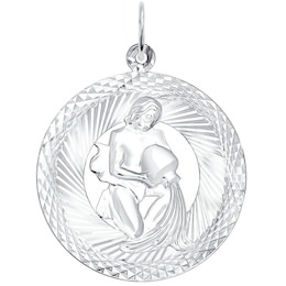 Подвеска знак зодиака из серебра с алмазной гранью «Водолей» 94030880