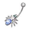 Пирсинг в пупок паук из серебра с зелеными и голубыми фианитами 94060024
