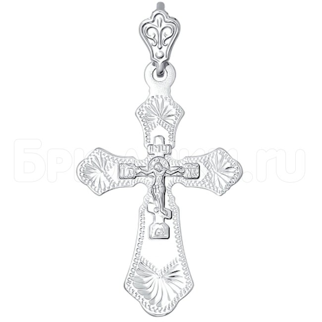 Крест из серебра с гравировкой 94120071