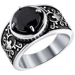 Кольцо из чернёного серебра с чёрным фианитом 95010069