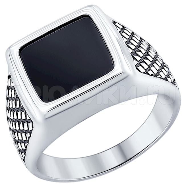 Кольцо из чернёного серебра с ониксом 95010092