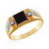 Золотое кольцо с фианитами и ониксом 010936