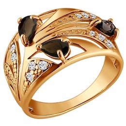 Золотое кольцо с фианитами 015420