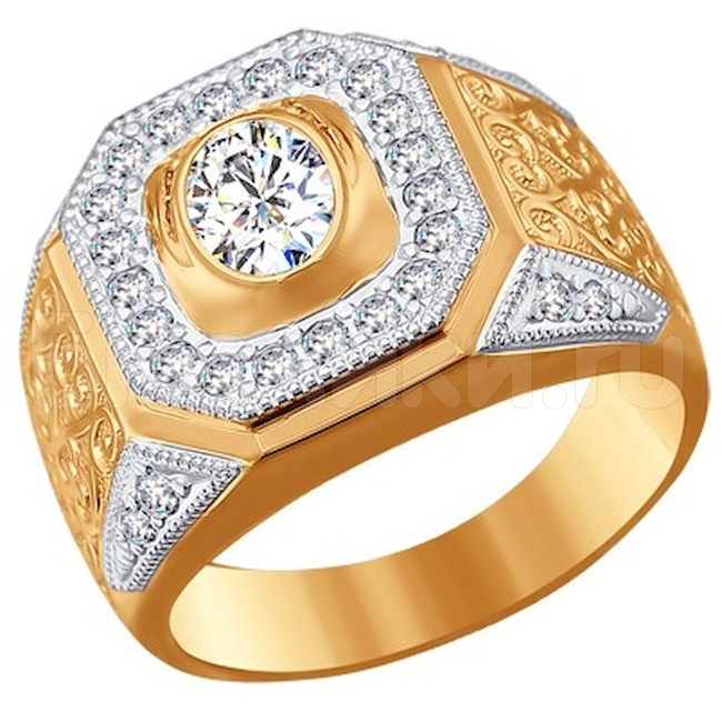 Золотое кольцо с фианитами 016133