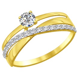 Золотое кольцо с фианитами 016898-2