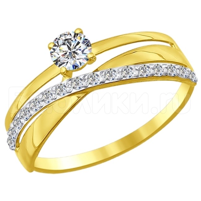 Золотое кольцо с фианитами 016898-2