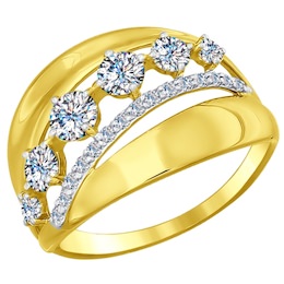 Золотое кольцо с фианитами 017013-2