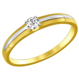 Золотое кольцо с фианитом 017134-2