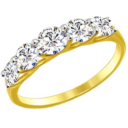 Золотое кольцо с фианитами 017146-2