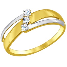 Золотое кольцо с фианитами 017220-2
