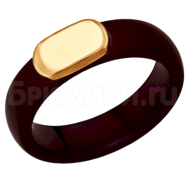 Золотое кольцо с керамикой 017245