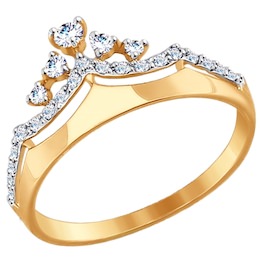 Золотое кольцо с фианитами 017413