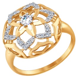 Золотое кольцо с фианитами 017421