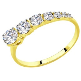 Золотое кольцо с фианитами 017442-2