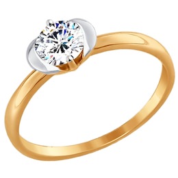 Золотое кольцо с фианитом 017444