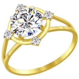 Золотое кольцо с фианитами 017468