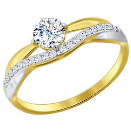 Золотое кольцо с фианитами 017471