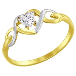 Золотое кольцо с фианитом 017487-2