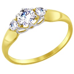 Золотое кольцо с фианитами 017492-2