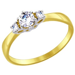 Золотое кольцо с фианитами 017493-2