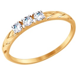Золотое кольцо с фианитами 017516