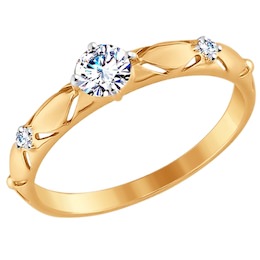 Золотое кольцо с фианитами 017538