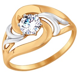 Золотое кольцо с фианитом 017543