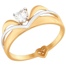 Золотое кольцо с фианитом 017572