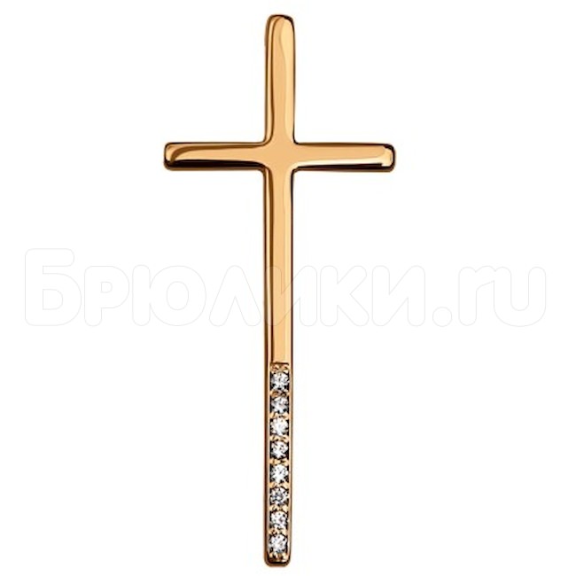 Золотая подвеска "крест" с фианитами 034381