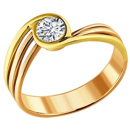 Золотое кольцо с бриллиантом 1010274