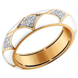 Золотое кольцо с бриллиантами и эмалью 1011227