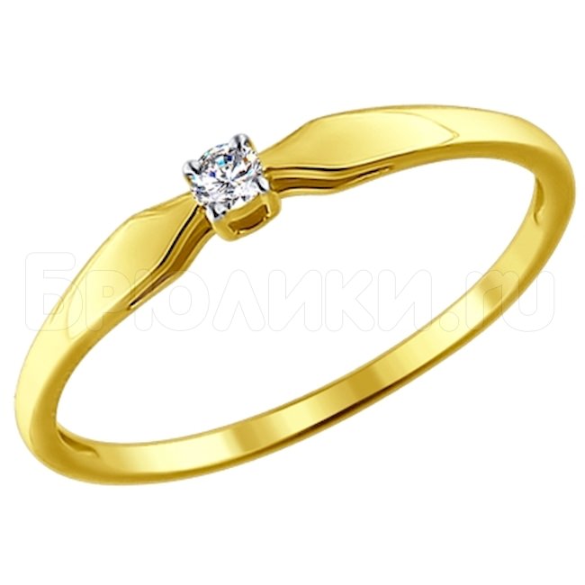 Золотое кольцо с бриллиантом 1011584