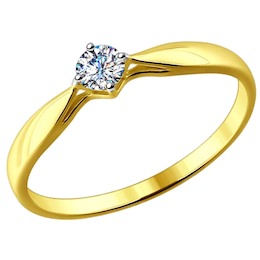 Золотое кольцо с бриллиантом 1011588