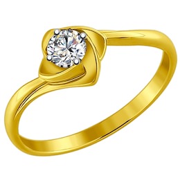 Золотое кольцо с бриллиантом 1011594
